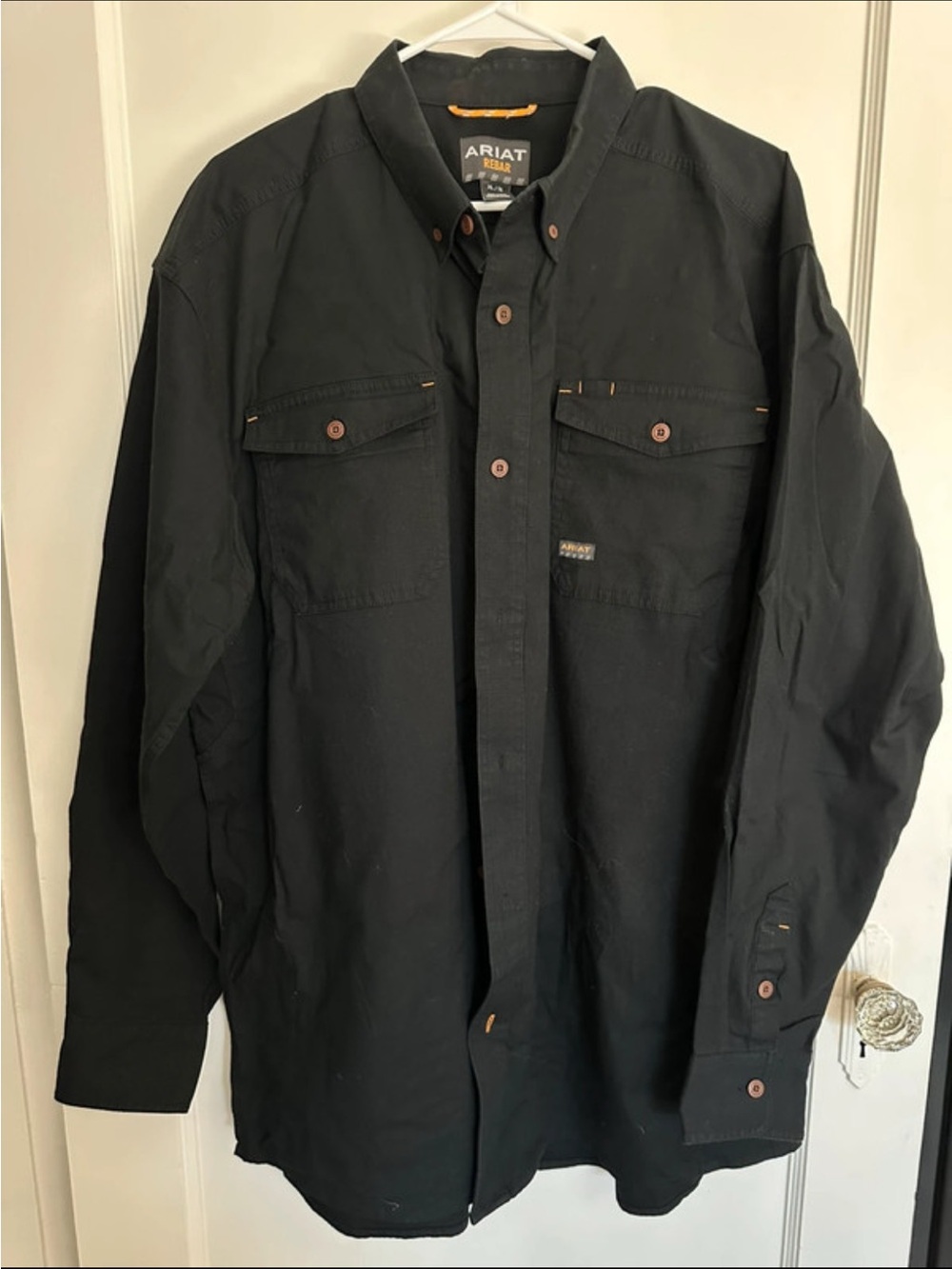 Ariat Rebar Work Shirt Men's XL Black Button Down Long Sleeve Ripstop Workwear